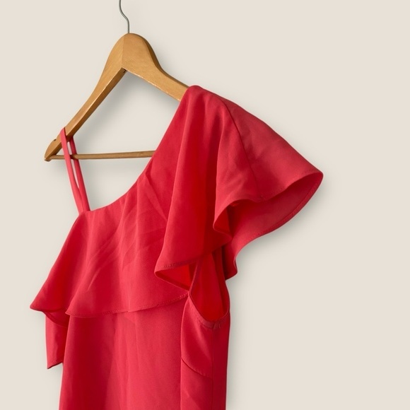 Suzy Shier Pink one Shoulder Ruffle Top - Picture 6 of 10